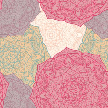 Dikişsiz vektör mandala deseni. Vintage dekoratif unsurlar. Elle çizilmiş arka plan. İslam, Arapça, Hint, Osmanlı motifleri.