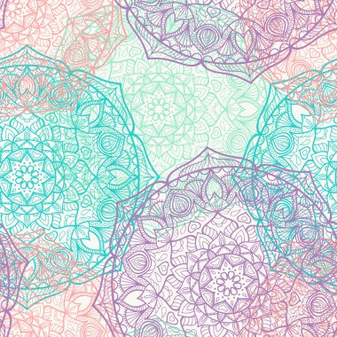 Dikişsiz vektör mandala deseni. Vintage dekoratif unsurlar. Elle çizilmiş arka plan. İslam, Arapça, Hint, Osmanlı motifleri.