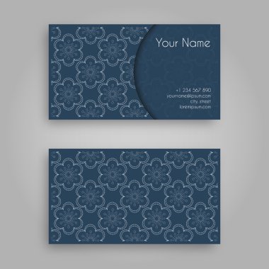 Sashiko tasarımlı kartvizit şablonu. Vintage dekoratif unsurlar. Hayranları ile Geleneksel Japon Nakış Süs