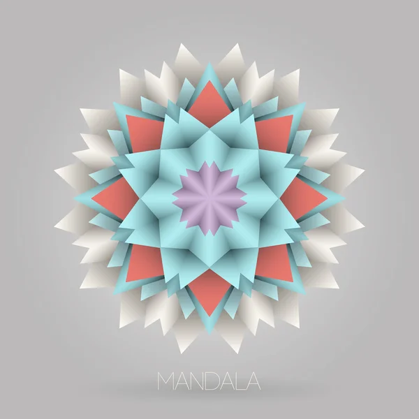 Vektör etnik renkli yuvarlak süs. Üçgenli kağıt mandala çiçeği. Arap, Hint, Fas, Aztek motifleri ile geometrik arka plan. Modern afiş tasarım şablonu, vektör illüstrasyon.