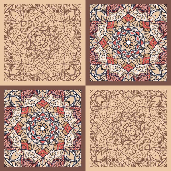 Dikişsiz vektör mandala karo deseni. Vintage dekoratif unsurlar. Elle çizilmiş arka plan. İslam, Arapça, Hint, Osmanlı motifleri.