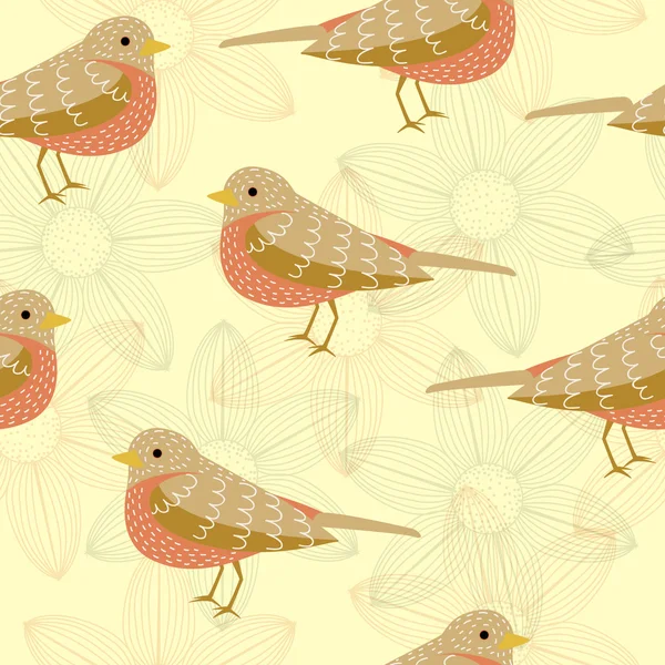 Bird seamless pattern on light background — ストックベクタ