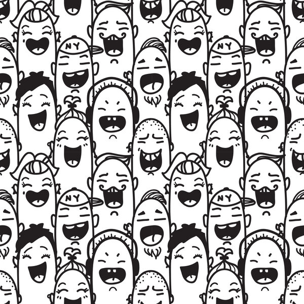 Толпа смеющихся людей. Ручной рисунок
.