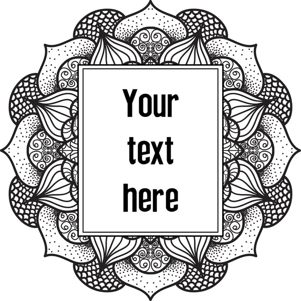 Mandala. El arka plan, metin çerçevesi ile çekilmiş. Islam, Arapça, Indian, Osmanlı motifleri.