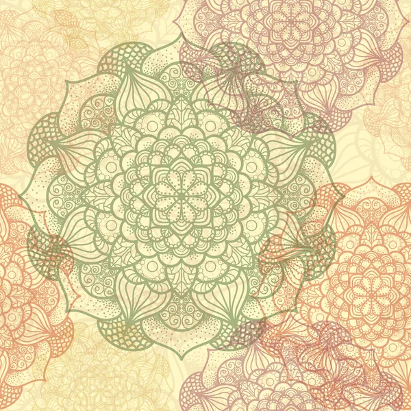 Patrón de mandala sin costuras. Elementos decorativos vintage. Fondo dibujado a mano. Islam, árabe, indio, motivos otomanos. Perfecto para imprimir en tela o papel . — Vector de stock