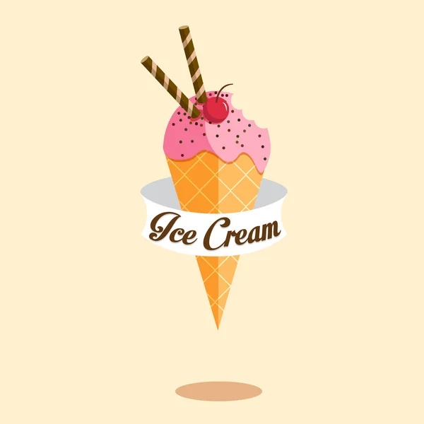 Ilustração vetorial de cone de sorvete colorido — Vetor de Stock
