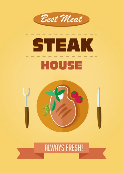 Vintage steak house poster. vektör çizim.