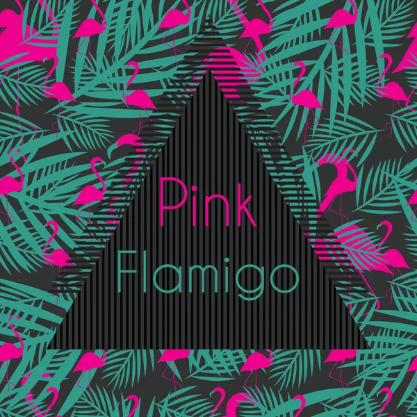 üçgen siyah çerçeve sorunsuz flamingo vektör desen