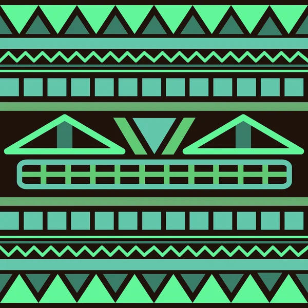 Άνευ ραφής γεωμετρικά εθνικές διαστρωματώσεις Αζτέκων. Φανταχτερό χρώμα πράσινο φόντο στολίδι. — Διανυσματικό Αρχείο