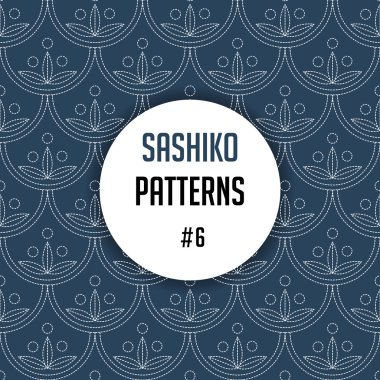 Hayranları ile geleneksel Japon nakış süs Sashiko. Vektör seamless modeli.