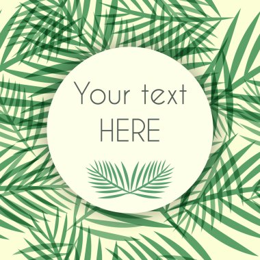 Dikişsiz desen vektör çerçeve üstünde tropikal palmiye yaprakları.