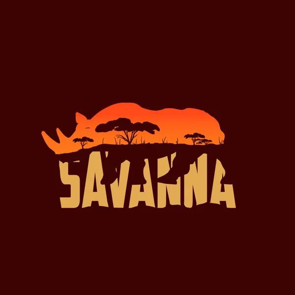 Logotipo da silhueta rinoceronte — Vetor de Stock