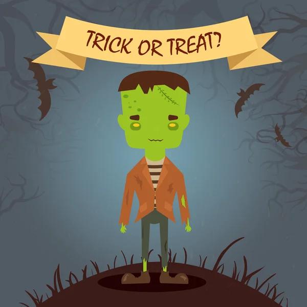 Cartel de Halloween con zombie. Ilustración vectorial . — Vector de stock