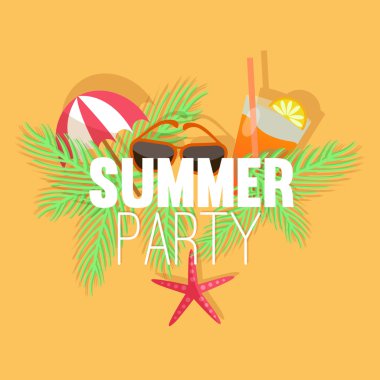 vektör düz stil şablonu, Yaz Partisi.