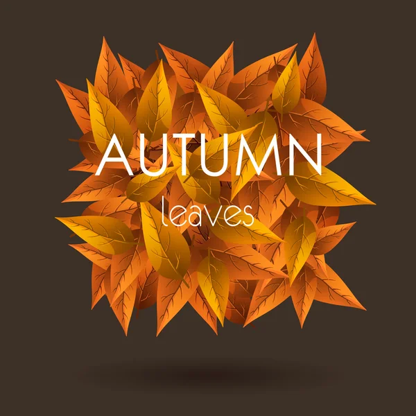 Colorful autumn leaves template on dark background. Vector illustration. — Stock Vector