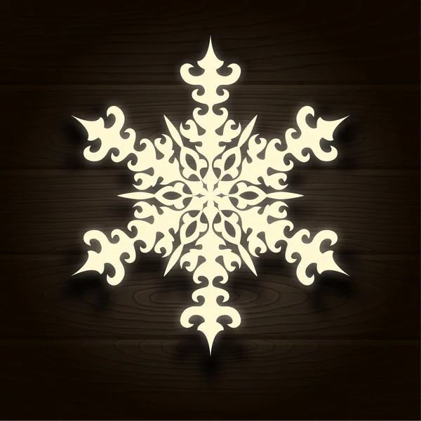 Fond de Noël avec flocons de neige sur la texture du bois. Illustration vectorielle — Image vectorielle