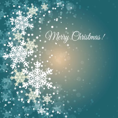 Neşeli Noel Kartpostalı kış arka plan ile kar taneleri