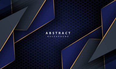 Altın çizgi gradyan şekilli koyu soyut altıgen arkaplan. Pankart, poster, kapak vs. için tasarım şablonu.