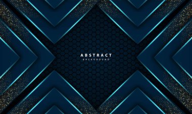 Lüks arkaplanın 3d soyut açık mavi altıgen vektör çizimi