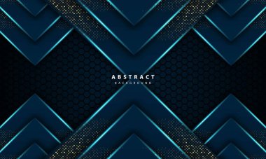 Lüks arkaplanın 3d soyut açık mavi altıgen vektör çizimi
