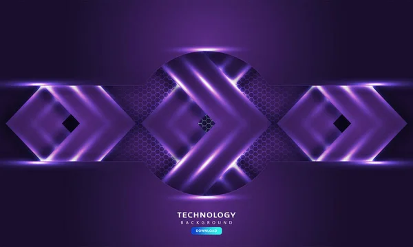 深紫色光抽象六边形背景 — 图库矢量图片