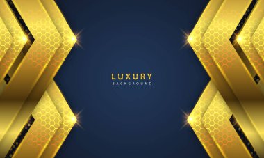 Soyut lüks arka plan. Karanlık uzayda üst üste binen altın parıltı efektli katmanlar.