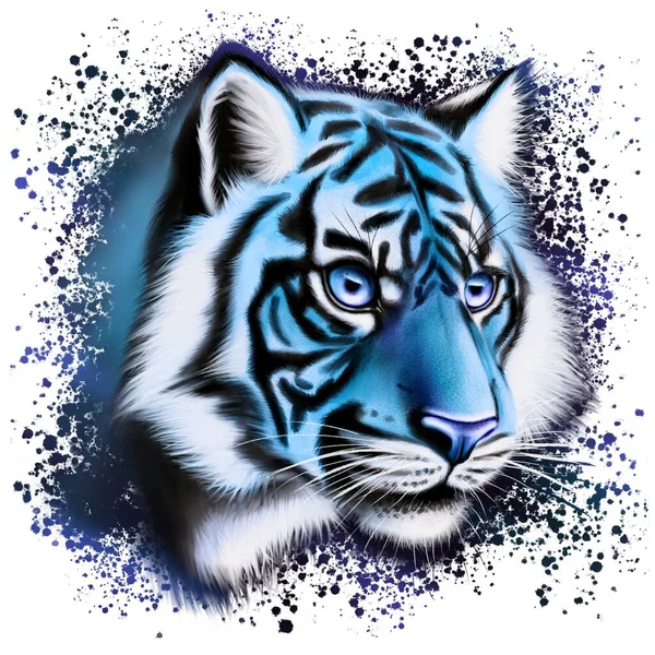 Ice Tiger Ansikte Symbol För 2022 — Stockfoto