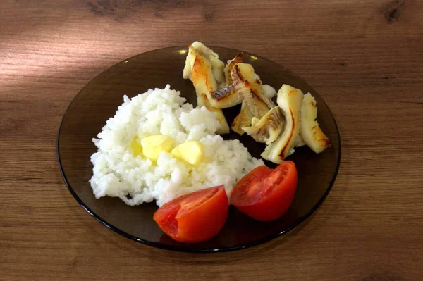 Very Tasty Eat Vegetables Fish — Stock Photo, Image