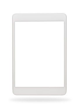 izole beyaz zemin üzerine beyaz tablet bilgisayar