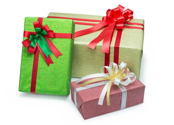 Şerit yay ile üç hediye kutusu 