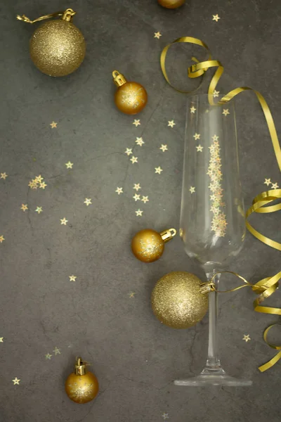 champagne glass and gold glitter Christmas tree decoration