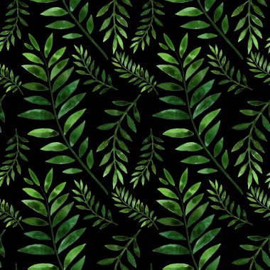 Sulu Boya Dikişsiz desen yeşil dallar.