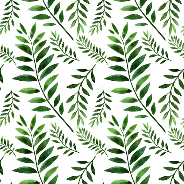 Watercolor Seamless pattern with green branches. — Stock Photo, Image