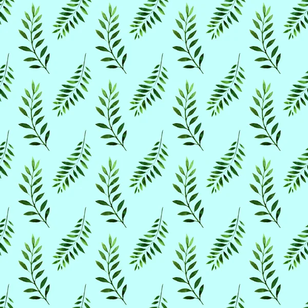 Watercolor Seamless pattern with green branches. — Stock Photo, Image