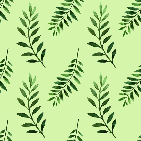 Watercolor Seamless pattern with green branches. — Stock Photo, Image