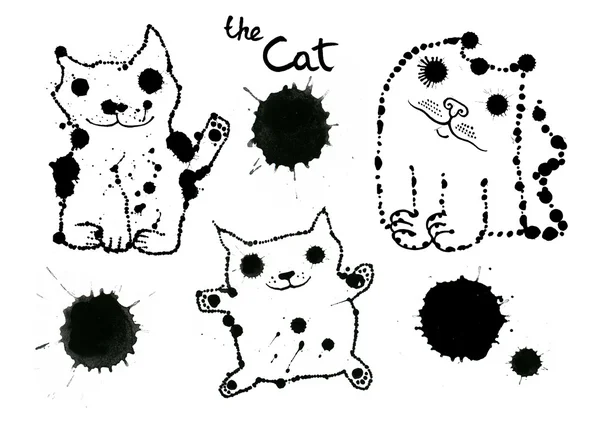 Divertido lindo tinta salpica gatos — Foto de Stock