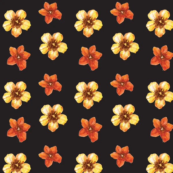 Aquarell isolierte Tulpen und rote Aquarellspritzer. Aquarellblumen auf weißem Hintergrund. Tulpennahtloses Muster. — Stockvektor