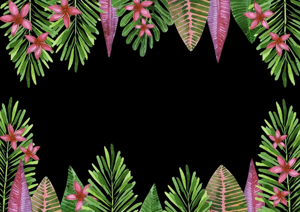 Tropical background horizontal. Summer pattern. Tropical flowers — Stock Photo, Image