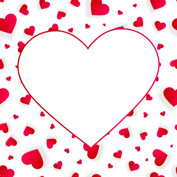 Vetor Moldura Cardíaca Borda Vazia Fundo Amor Com Corações Vermelhos — Vetor de Stock