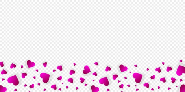 Coração Quadro Vetor Borda Amor Banner Com Queda Rosa Dispersão — Vetor de Stock
