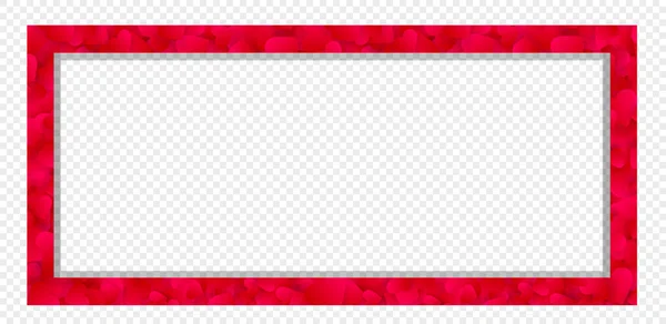 Kalp Çerçeve Vektörü Aşk Bayrağı Kırmızı Yapraklı Kalpli Konfetili Sınır — Stok Vektör