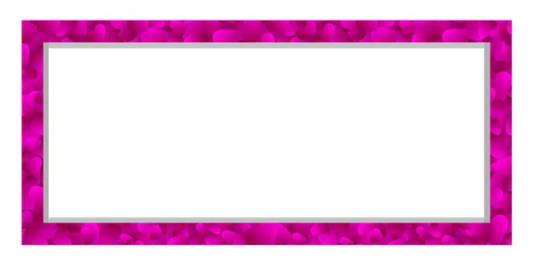 Heart Frame Vector Love Banner Border Pink Petals Hearts Confetti — Stock Vector