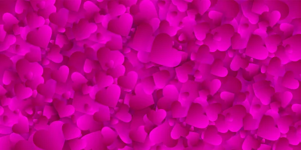 Valentine Amor Corações Fundo Padrão Vetorial Textura Com Pétalas Rosa — Vetor de Stock