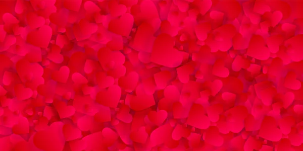 バレンタインの愛の心抽象的な背景 ベクトルパターン 赤い花弁やコンフェッティと3D効果テクスチャ ロマンチックなバナーやポスターテンプレート 結婚式の招待状 ハート爆発のレイアウトでカバー — ストックベクタ
