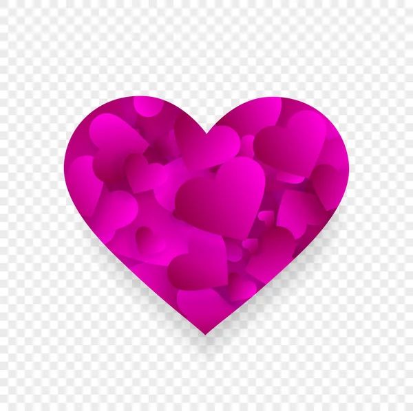 Icono Corazón Rosa Efecto Con Pequeños Pétalos Corazones Dentro Gran — Vector de stock