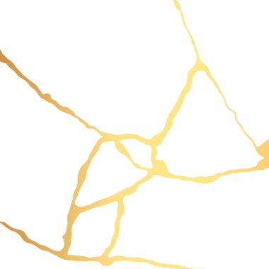 Gold kintsugi crack vector card on white background. Golden texture. clipart