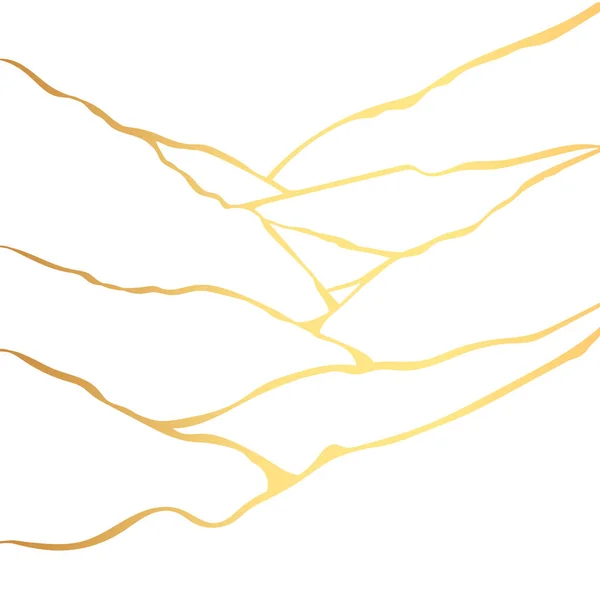 Gold Kintsugi Risskarte auf weißem Hintergrund. Goldene Textur. — Stockvektor