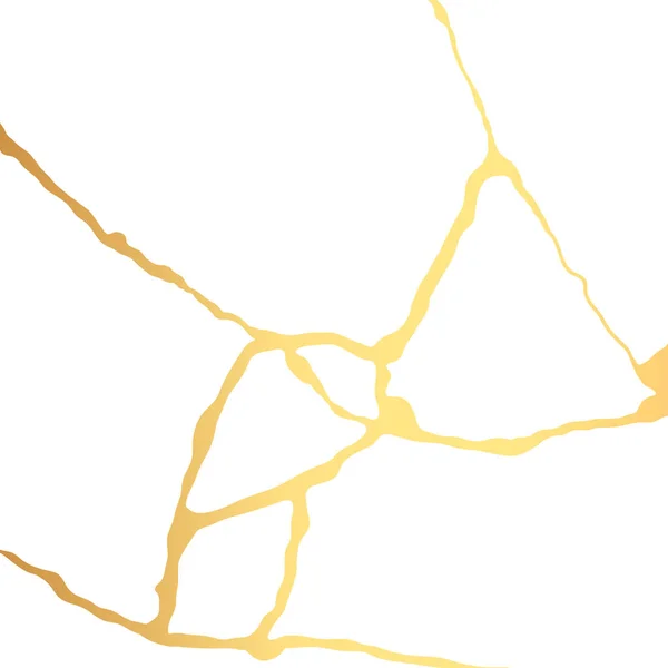 Gold Kintsugi Risskarte auf weißem Hintergrund. Goldene Textur. — Stockvektor