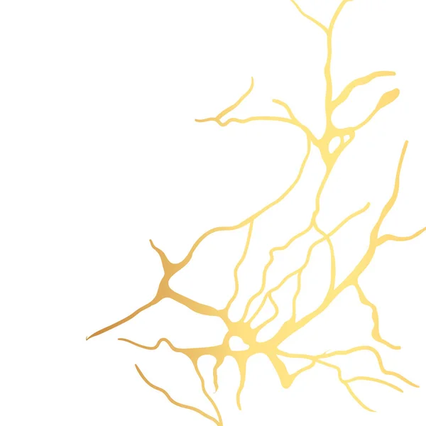 Gold kintsugi crack vector card on white background. Golden texture. — Stock Vector