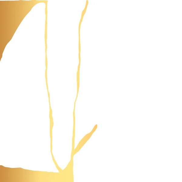 Tarjeta vectorial de oro kintsugi crack sobre fondo blanco. Textura dorada. — Vector de stock